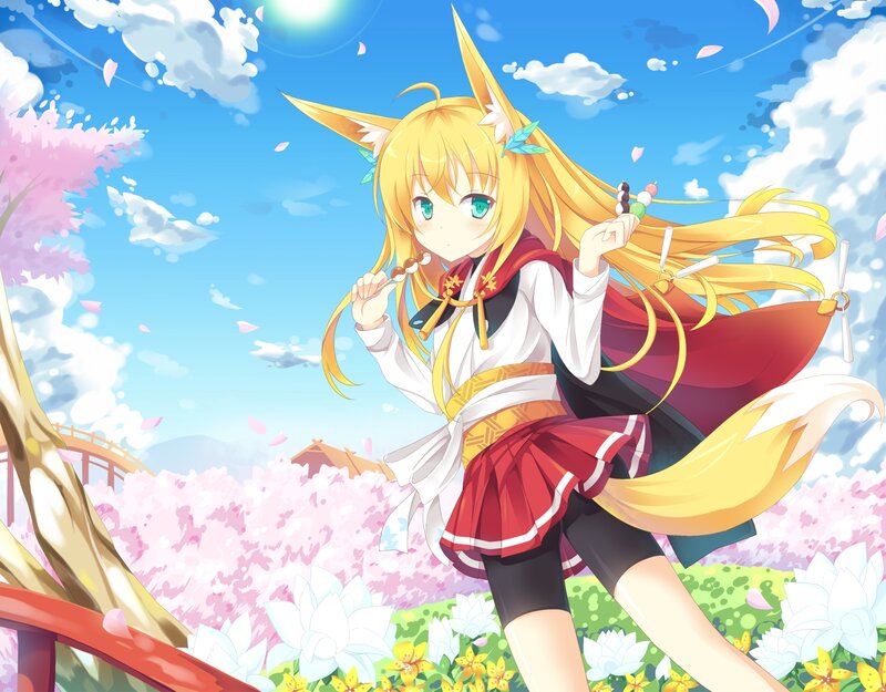 Blonde Fox Girl — Blue, Cheerful