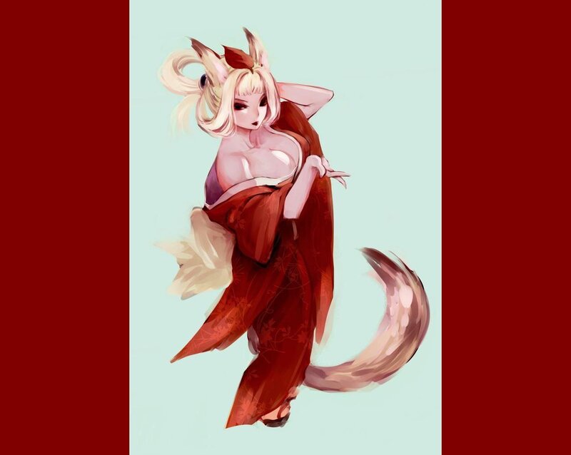 Blonde Fox-girl in Kimono