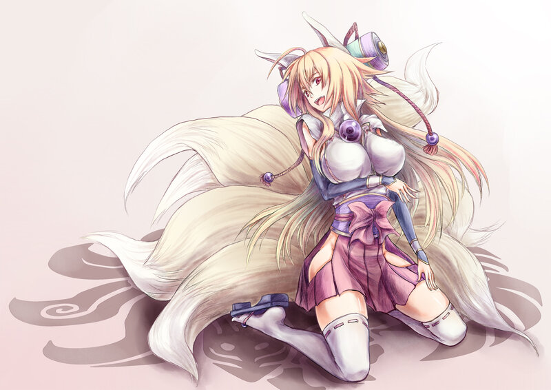 Blonde Fox Girl Kneeling