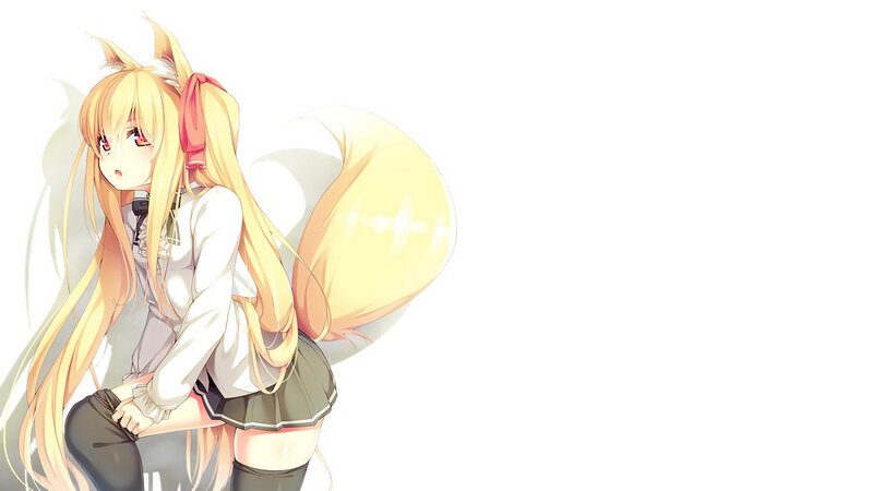 Blonde Fox Girl — White, Calm