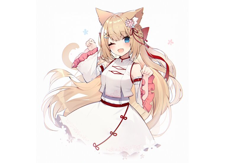 Blonde Fox Girl — White, Playful, Spring