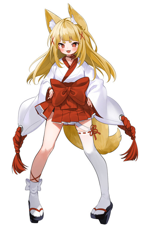 Blonde Fox Girl — White, Playful