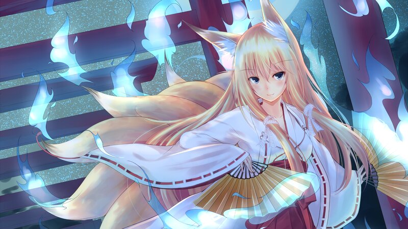 Blonde Fox Girl — White, Serene, Night