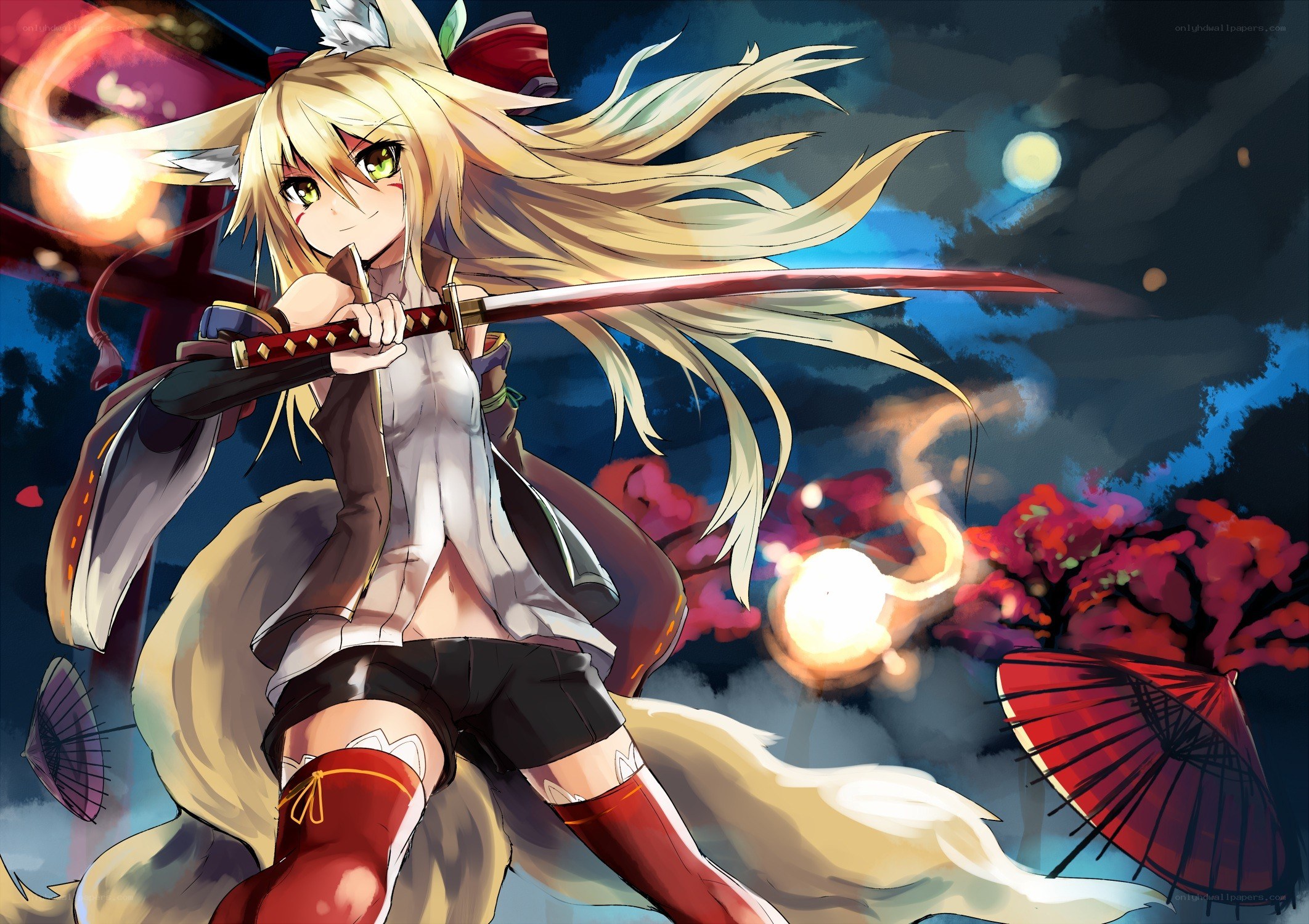 blonde fox girl with sword