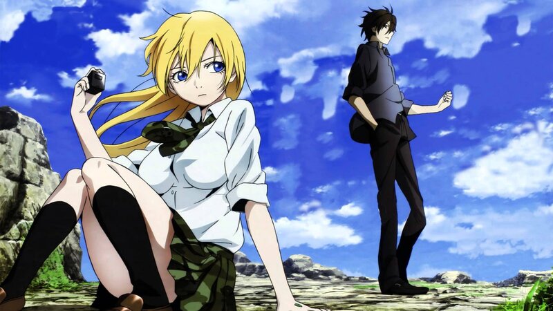 Blonde Girl and Dark-haired Boy — Blue, Dramatic, Afternoon