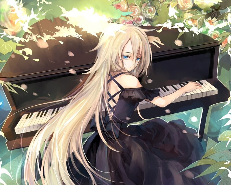 Blonde Girl at Piano — Black