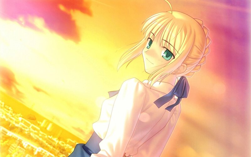 blonde girl at sunset