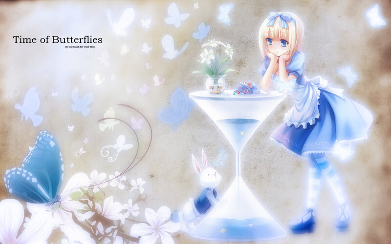 Blonde Girl at Table — Blue