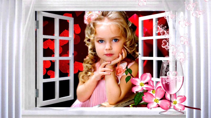 Blonde Girl at Window — Pink