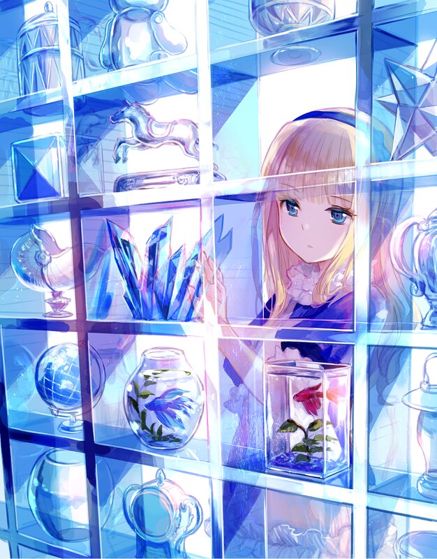 Blonde Girl Behind Glass