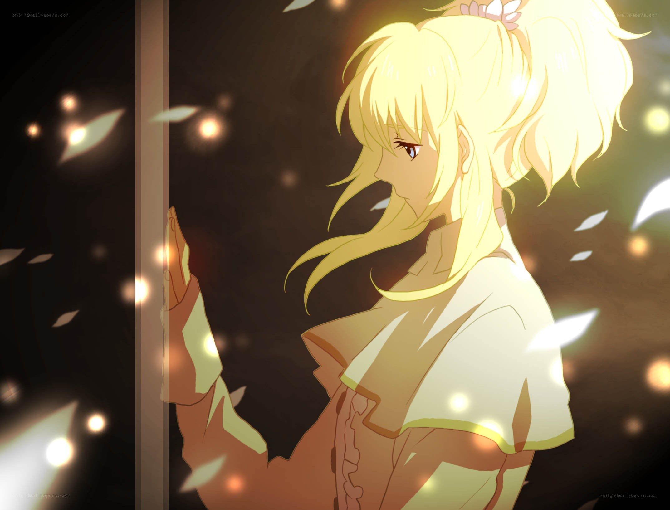 blonde girl by the window