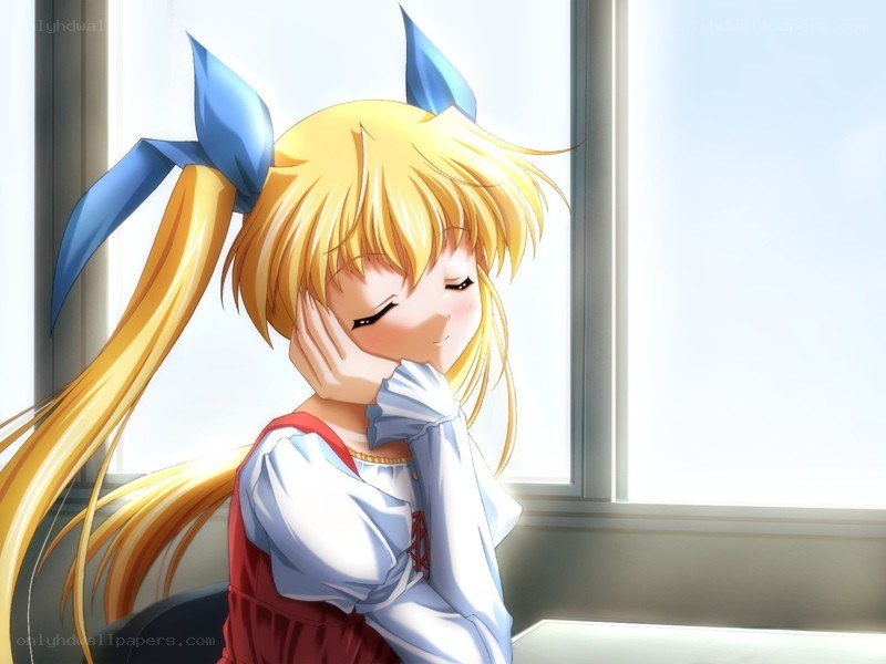 blonde girl by window