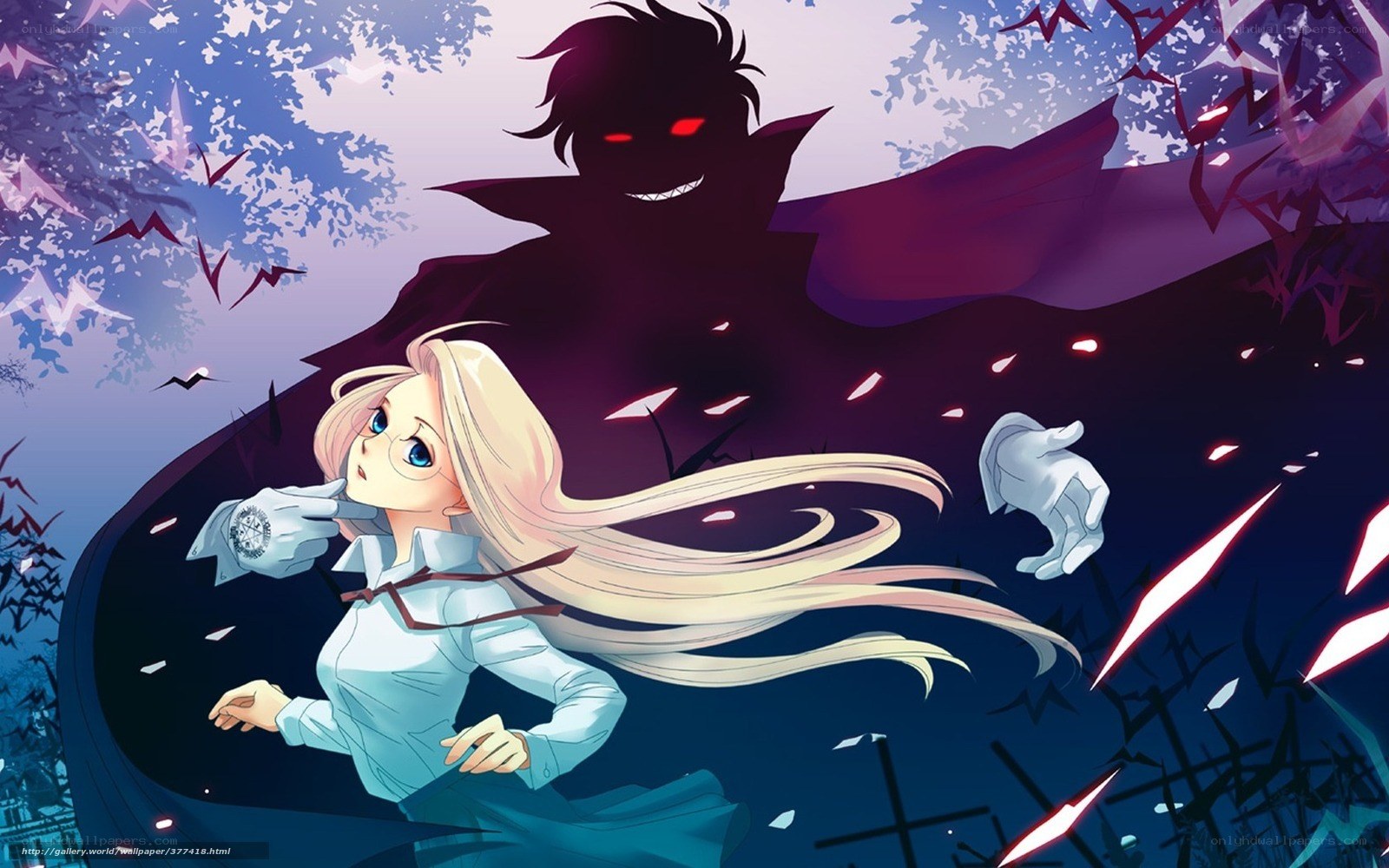 Blonde girl chased by shadow