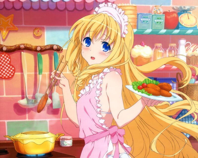 Blonde Girl Cooking — Pink