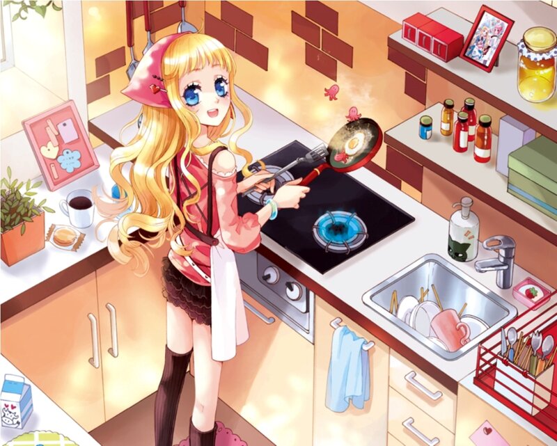 Blonde Girl Cooking