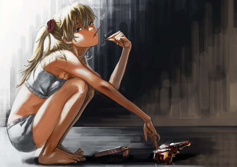 Blonde Girl Crouching