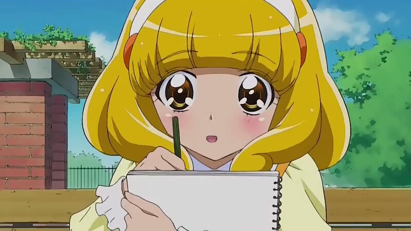 Blonde Girl Drawing — Yellow, Calm