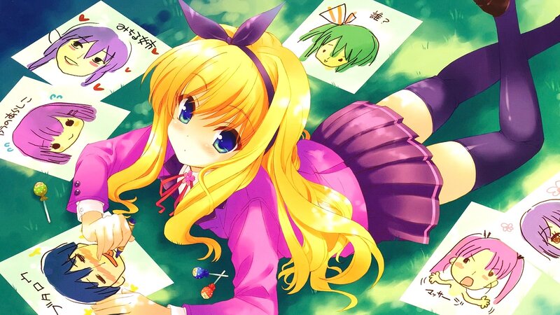 Blonde Girl Drawing — Yellow, Playful