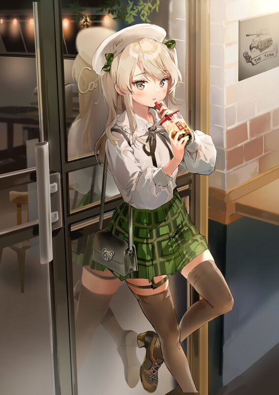 Blonde Girl Drinking Boba