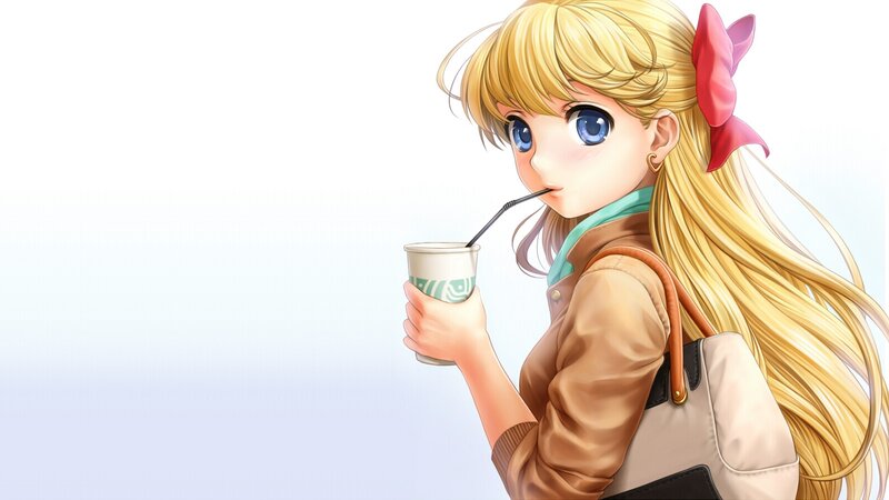 Blonde Girl Drinking Coffee