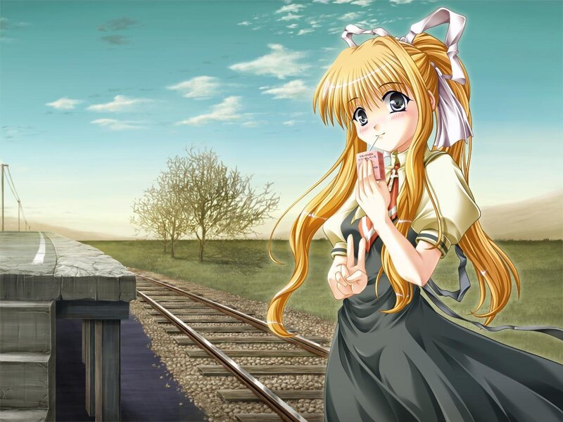 Blonde Girl Drinking Juice