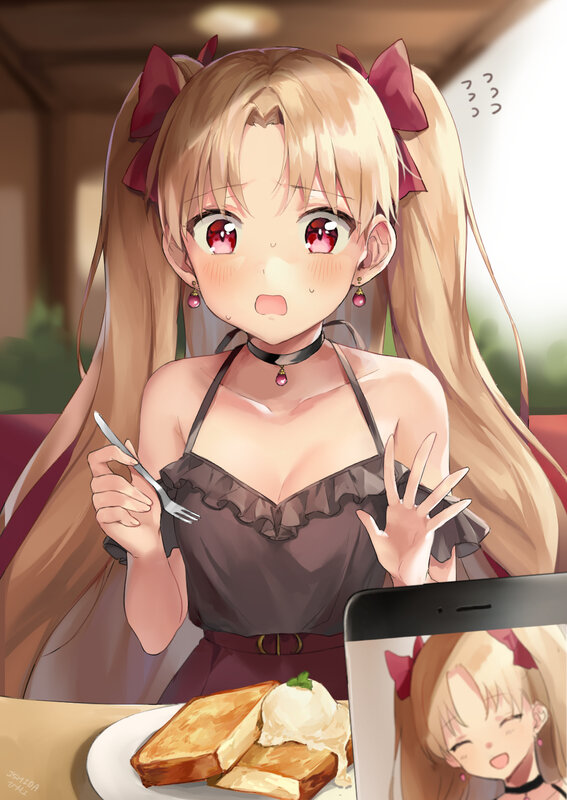 Blonde Girl Eating Dessert — Brown