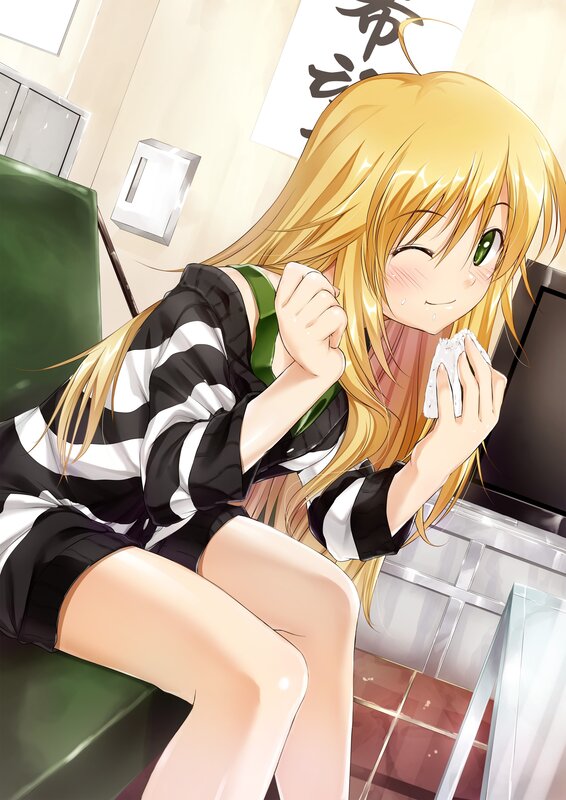 blonde girl eating snack