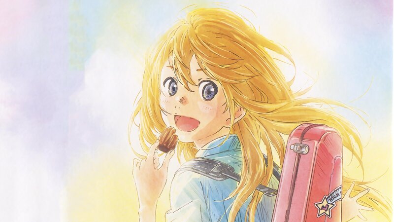 Blonde Girl Eating Snack — Yellow