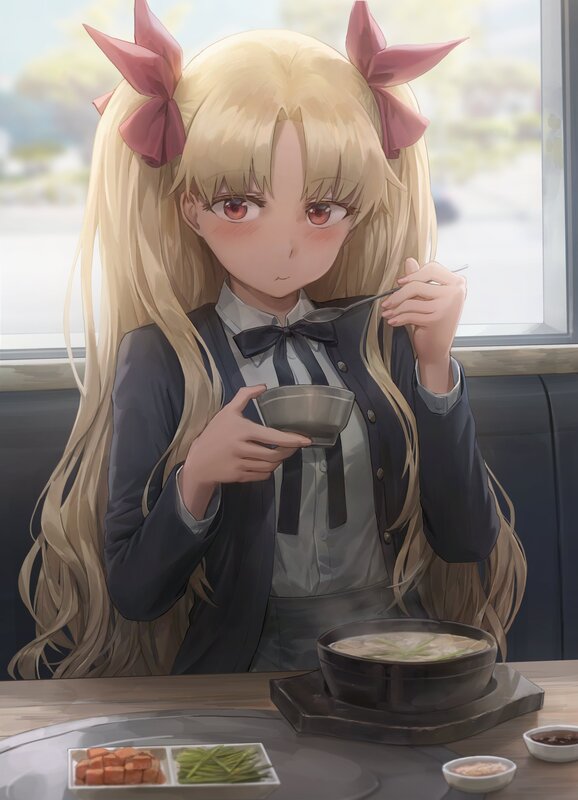 Blonde Girl Eating Soup