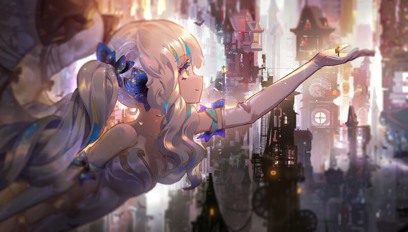 Blonde Girl Flying — White