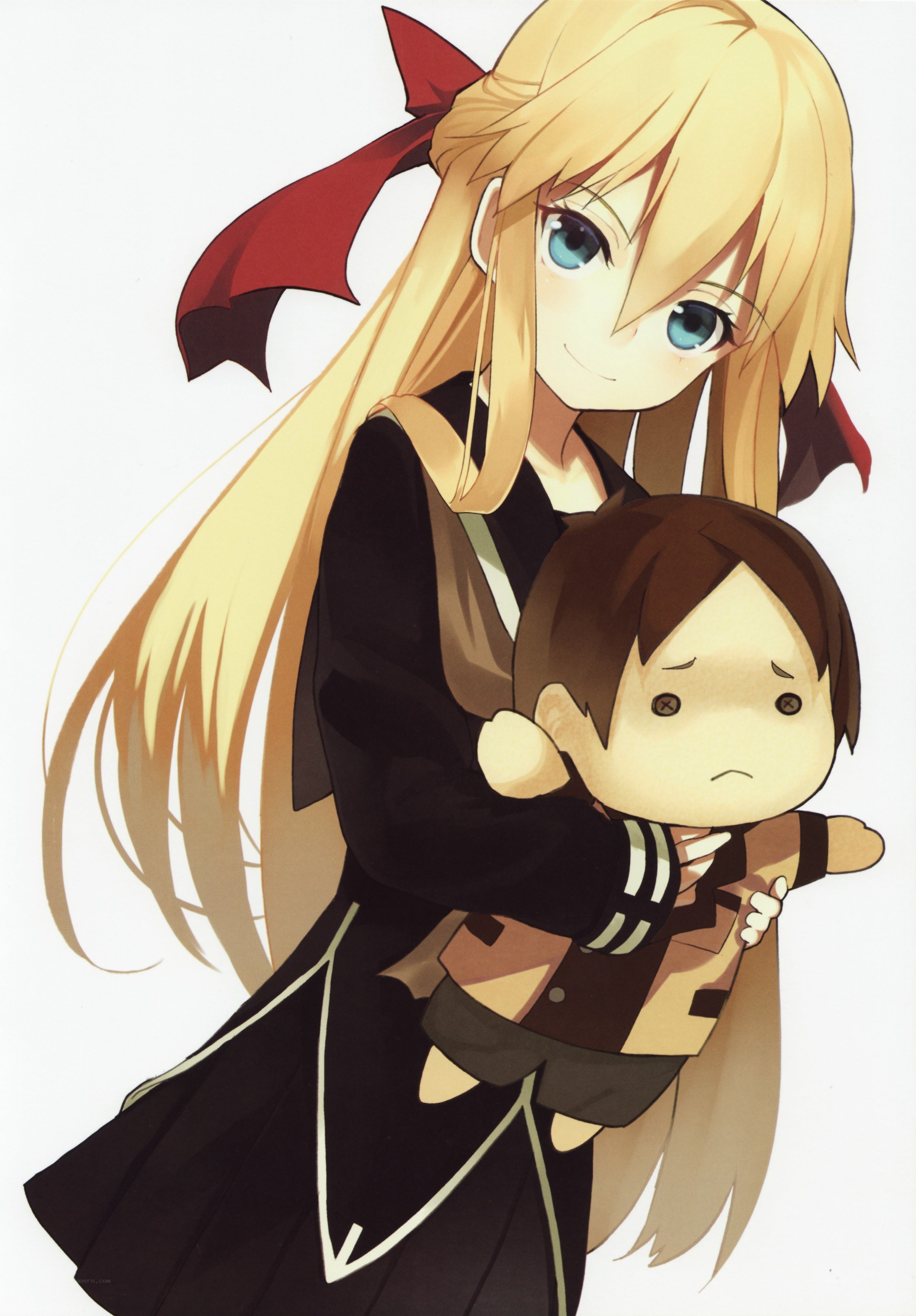 Blonde girl holding a doll