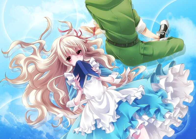 Blonde Girl Holding Book — Blue