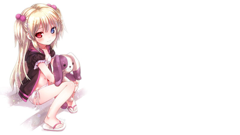 Blonde Girl Holding Bunny — White