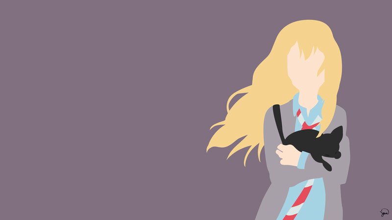 Blonde Girl Holding Cat — Purple