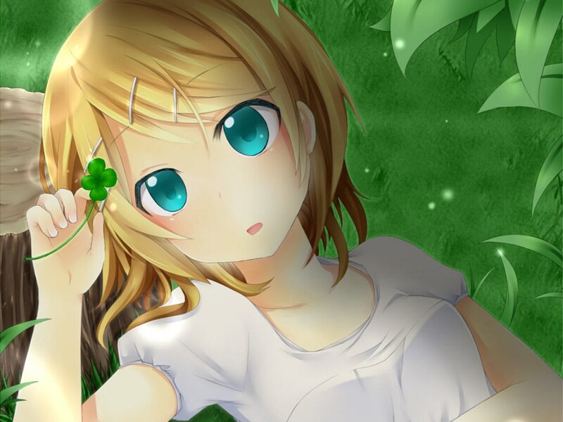 Blonde Girl Holding Clover