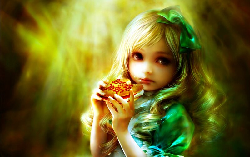 Blonde Girl Holding Cookie