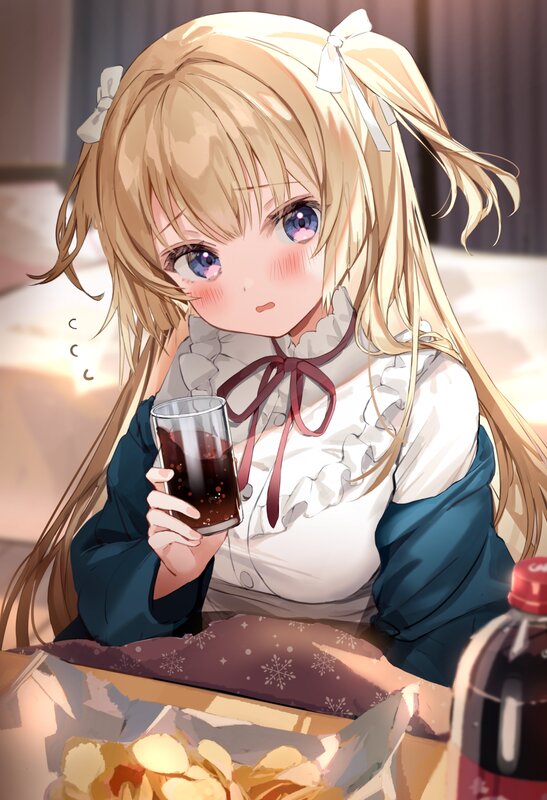 Blonde Girl Holding Drink