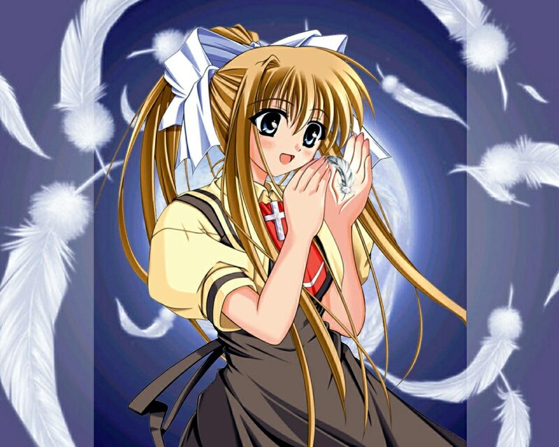 Blonde Girl Holding Feather
