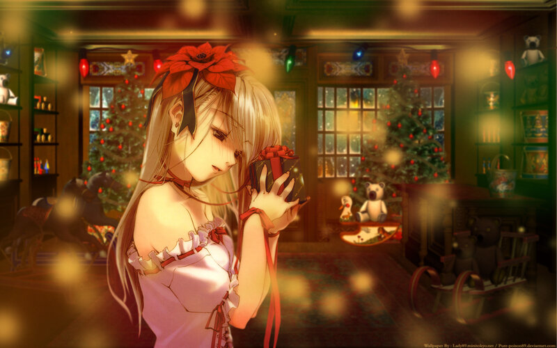 Blonde Girl Holding Gift