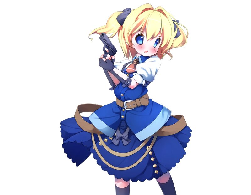 Blonde Girl Holding Gun — Blue