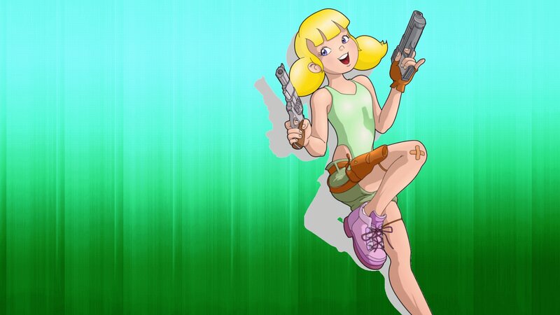 Blonde Girl Holding Guns