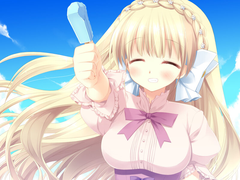 Blonde Girl Holding Ice Cream