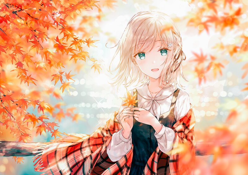Blonde Girl Holding Leaf
