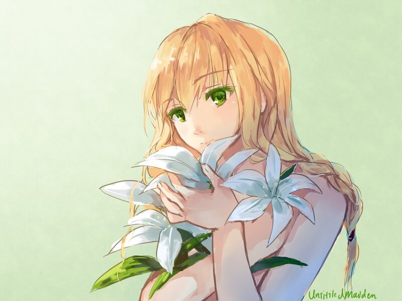 Blonde Girl Holding Lilies