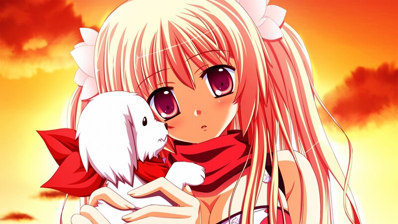 Blonde Girl Holding Puppy
