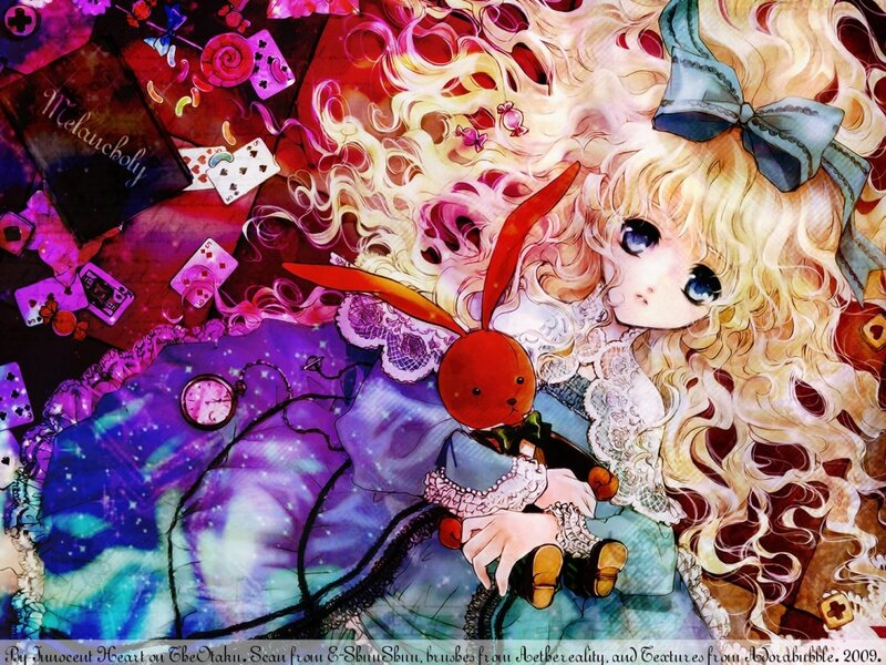 Blonde Girl Holding Rabbit — Purple