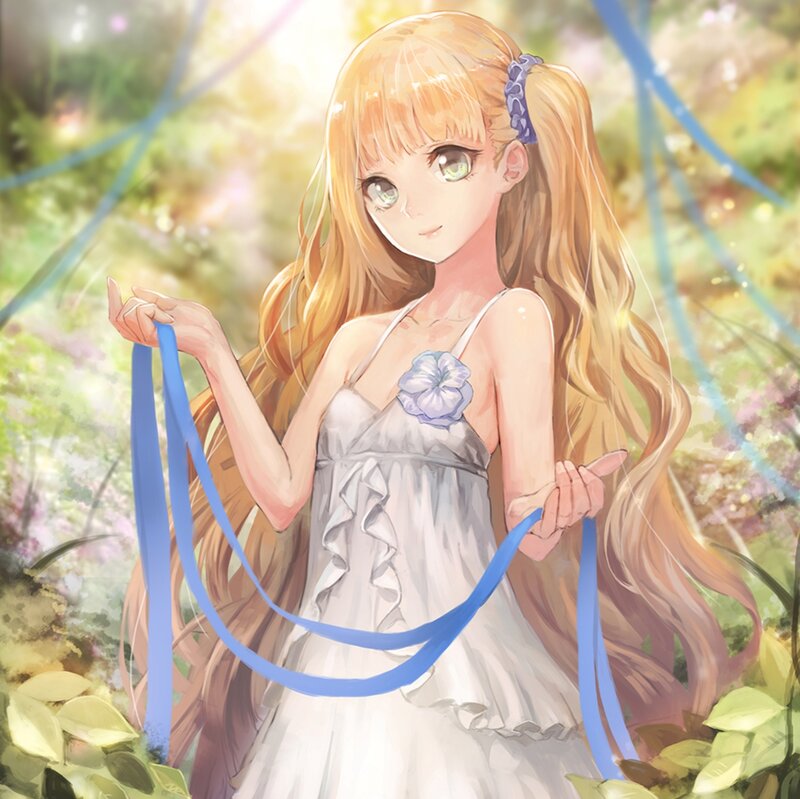 Blonde Girl Holding Ribbons