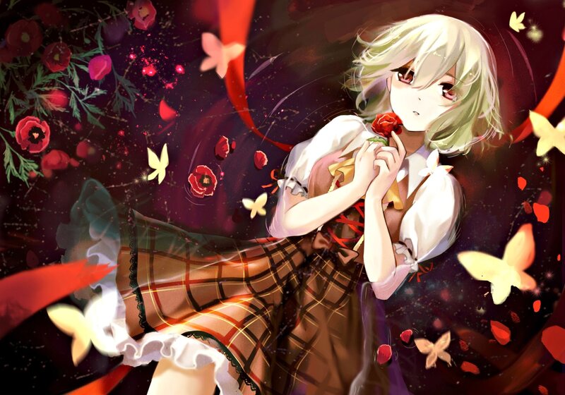 Blonde Girl Holding Rose — Red, Dramatic, Night