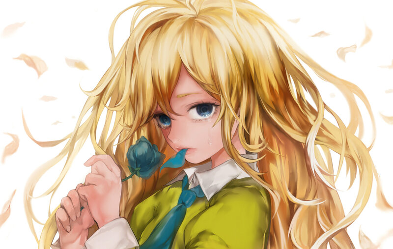 Blonde Girl Holding Rose