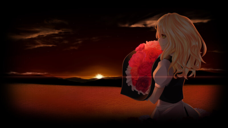Blonde Girl Holding Roses